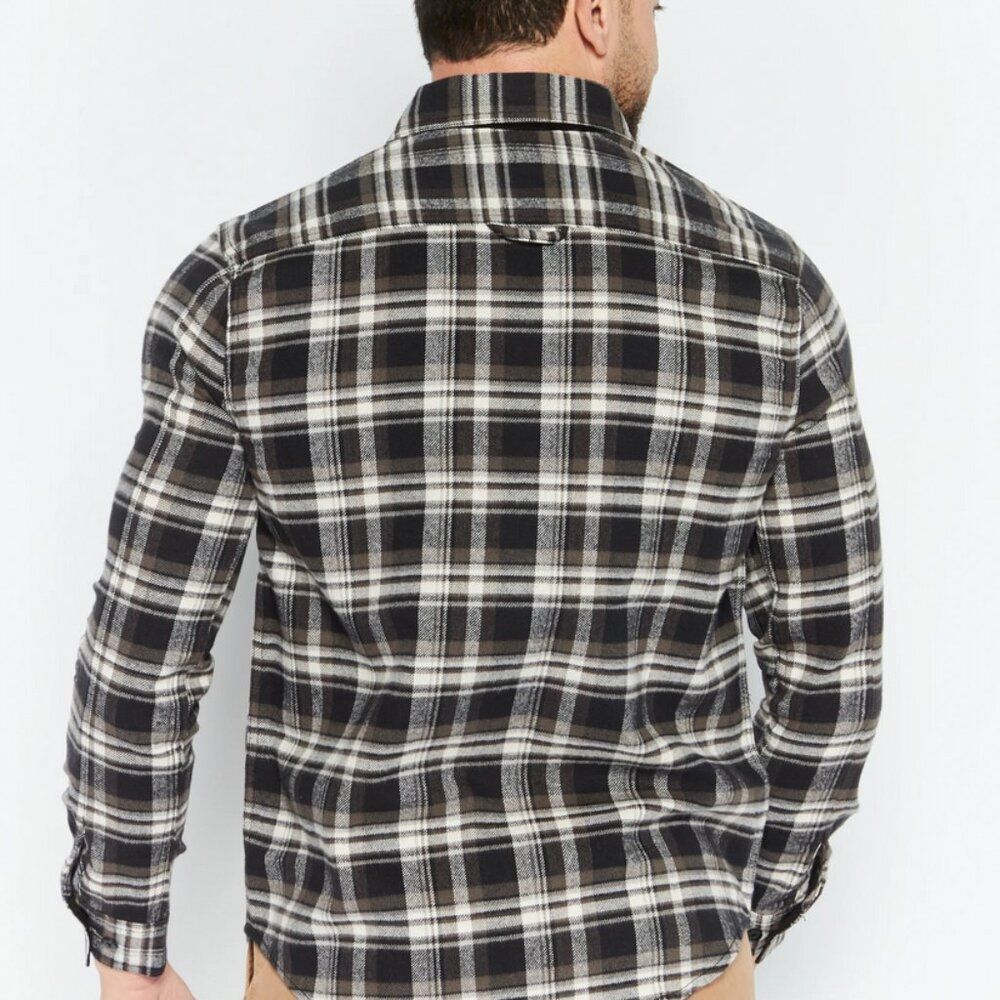 Men Regular Fit Plaid Flannel Long Sleeve Casual Shirt, Charcoal Combo LARGE - Picture 3 of 14